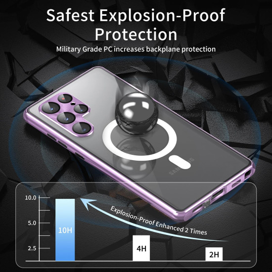 For Samsung Galaxy S24+ 5G HD Full Cover Magsafe Magnetic Metal Tempered Glass Phone Case(Black)