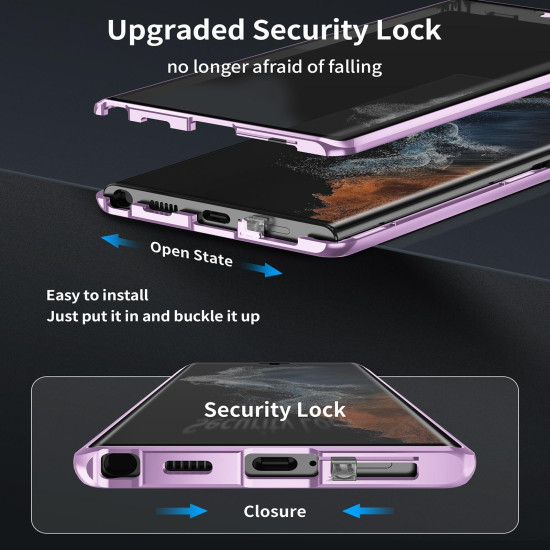 For Samsung Galaxy S24+ 5G HD Full Cover Magsafe Magnetic Metal Tempered Glass Phone Case(Silver)