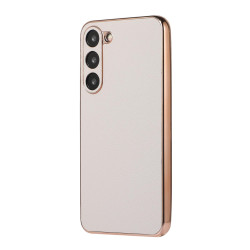 For Samsung Galaxy S23+ 5G Waves Series Nano Electroplating Genuine Leather Phone Case(Grey)