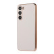 For Samsung Galaxy S23+ 5G Waves Series Nano Electroplating Genuine Leather Phone Case(Grey)