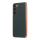 For Samsung Galaxy S23+ 5G Waves Series Nano Electroplating Genuine Leather Phone Case(Green)