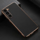 For Samsung Galaxy S23+ 5G Waves Series Nano Electroplating Genuine Leather Phone Case(Black)