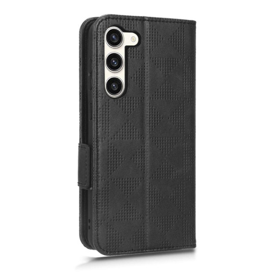 For Samsung Galaxy S23+ 5G Symmetrical Triangle Leather Phone Case(Black)