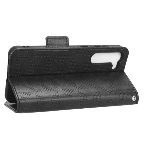 For Samsung Galaxy S23+ 5G Symmetrical Triangle Leather Phone Case(Black)