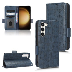 For Samsung Galaxy S23+ 5G Symmetrical Triangle Leather Phone Case(Blue)