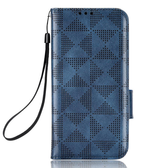 For Samsung Galaxy S23+ 5G Symmetrical Triangle Leather Phone Case(Blue)
