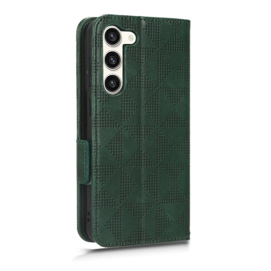 For Samsung Galaxy S23+ 5G Symmetrical Triangle Leather Phone Case(Green)