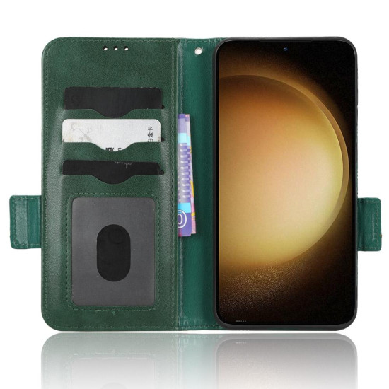 For Samsung Galaxy S23+ 5G Symmetrical Triangle Leather Phone Case(Green)