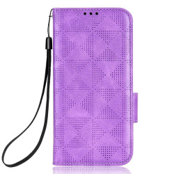 For Samsung Galaxy S23+ 5G Symmetrical Triangle Leather Phone Case(Purple)
