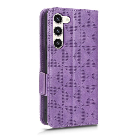 For Samsung Galaxy S23+ 5G Symmetrical Triangle Leather Phone Case(Purple)