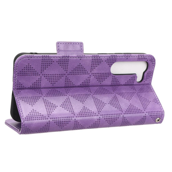 For Samsung Galaxy S23+ 5G Symmetrical Triangle Leather Phone Case(Purple)