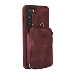 For Samsung Galaxy S23+ 5G Zipper Card Bag Back Cover Phone Case(Purple)