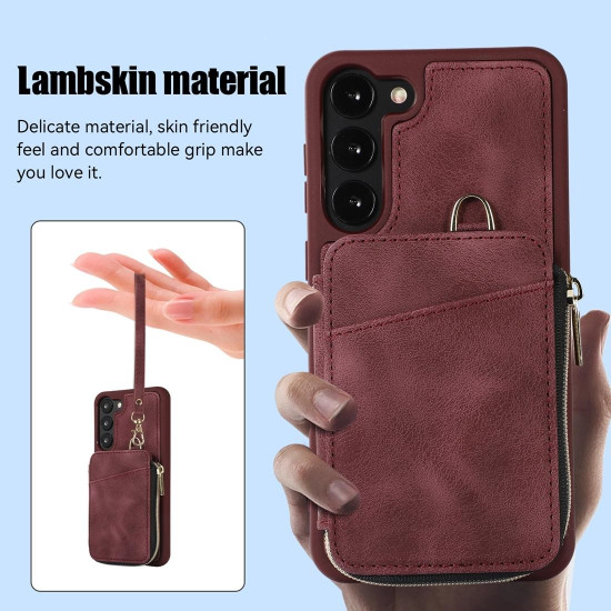 For Samsung Galaxy S23+ 5G Zipper Card Bag Back Cover Phone Case(Purple)