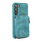 For Samsung Galaxy S23+ 5G Zipper Card Bag Back Cover Phone Case(Turquoise)