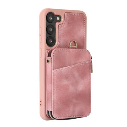 For Samsung Galaxy S23+ 5G Zipper Card Bag Back Cover Phone Case(Pink)