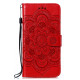 For Samsung Galaxy S23+ 5G Sun Mandala Embossing Pattern Phone Leather Case(Red)