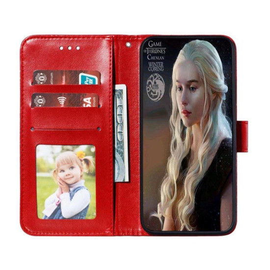 For Samsung Galaxy S23+ 5G Sun Mandala Embossing Pattern Phone Leather Case(Red)