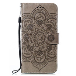 For Samsung Galaxy S23+ 5G Sun Mandala Embossing Pattern Phone Leather Case(Grey)