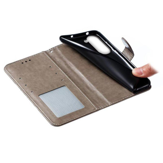 For Samsung Galaxy S23+ 5G Sun Mandala Embossing Pattern Phone Leather Case(Grey)