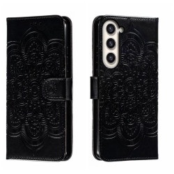 For Samsung Galaxy S23+ 5G Sun Mandala Embossing Pattern Phone Leather Case(Black)