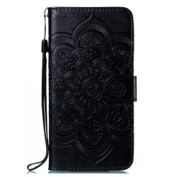 For Samsung Galaxy S23+ 5G Sun Mandala Embossing Pattern Phone Leather Case(Black)