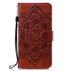 For Samsung Galaxy S23+ 5G Sun Mandala Embossing Pattern Phone Leather Case(Brown)