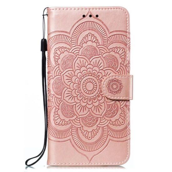For Samsung Galaxy S23+ 5G Sun Mandala Embossing Pattern Phone Leather Case(Rose Gold)