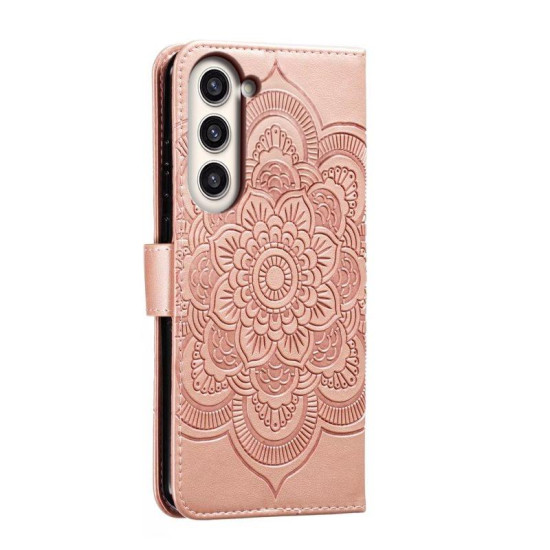 For Samsung Galaxy S23+ 5G Sun Mandala Embossing Pattern Phone Leather Case(Rose Gold)