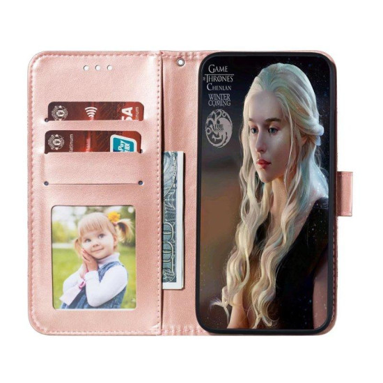 For Samsung Galaxy S23+ 5G Sun Mandala Embossing Pattern Phone Leather Case(Rose Gold)