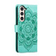 For Samsung Galaxy S23+ 5G Sun Mandala Embossing Pattern Phone Leather Case(Green)