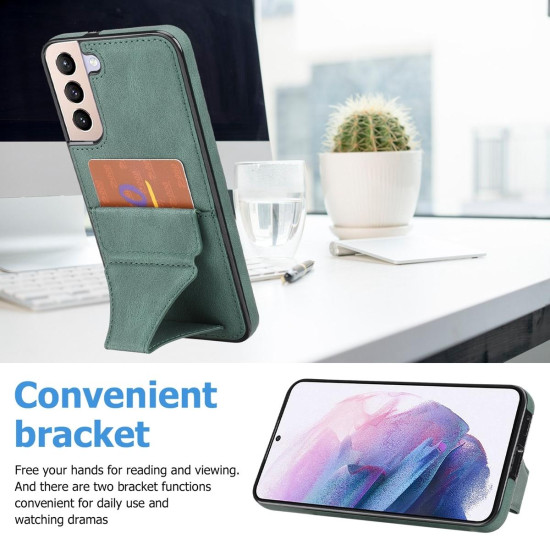 For Samsung Galaxy S23+ 5G Ultra-thin Shockproof Phone Protective Case with Holder(Green)