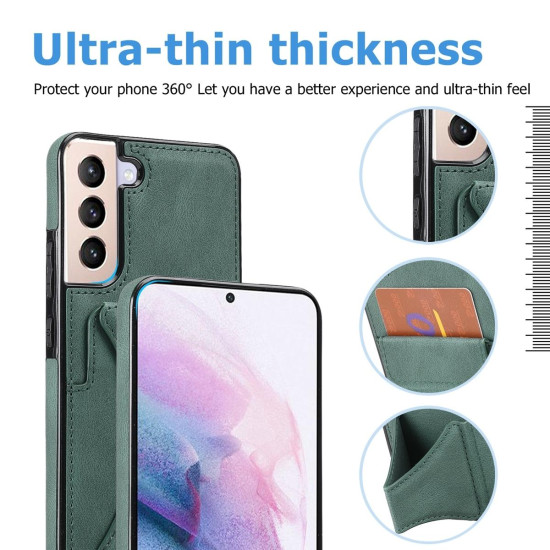 For Samsung Galaxy S23+ 5G Ultra-thin Shockproof Phone Protective Case with Holder(Green)
