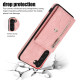 For Samsung Galaxy S23+ 5G Zipper RFID Card Slots Phone Case with Short Lanyard(Rose Gold)