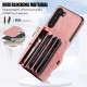 For Samsung Galaxy S23+ 5G Zipper RFID Card Slots Phone Case with Short Lanyard(Rose Gold)