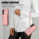 For Samsung Galaxy S23+ 5G Zipper RFID Card Slots Phone Case with Short Lanyard(Rose Gold)