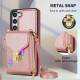 For Samsung Galaxy S23+ 5G Zipper Hardware Card Wallet Phone Case(Rose Gold)