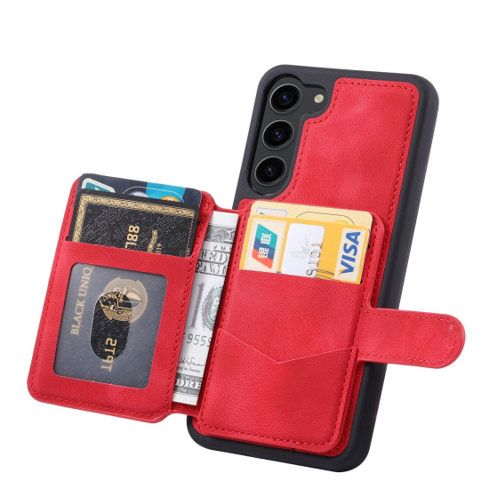 For Samsung Galaxy S24+ 5G Skin Feel Dream RFID Anti-theft PU Card Bag Phone Case(Red)