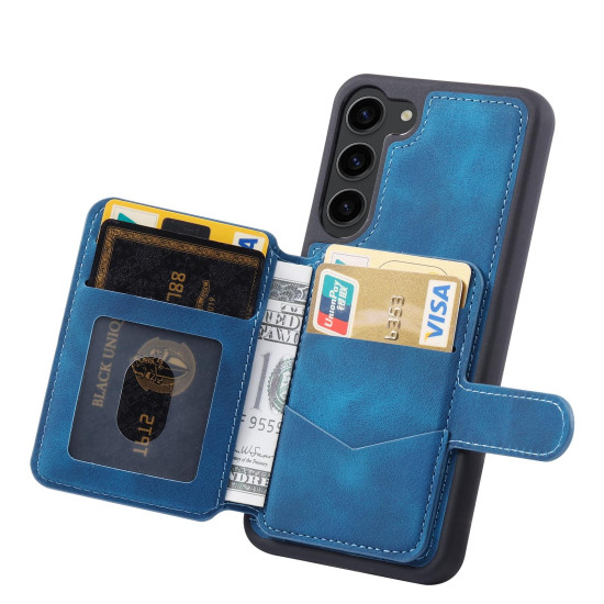 For Samsung Galaxy S24+ 5G Skin Feel Dream RFID Anti-theft PU Card Bag Phone Case(Peacock Blue)