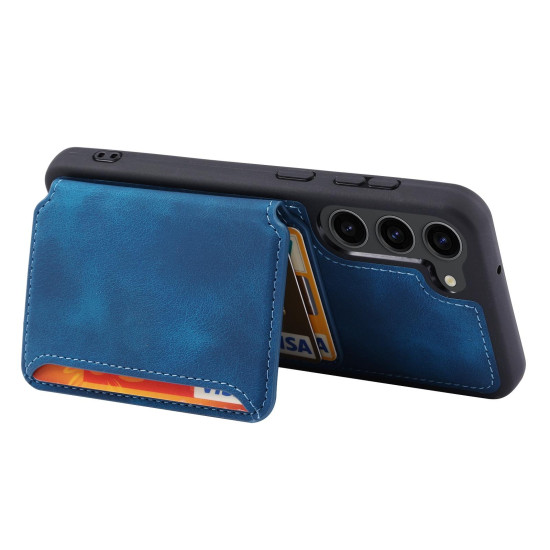 For Samsung Galaxy S24+ 5G Skin Feel Dream RFID Anti-theft PU Card Bag Phone Case(Peacock Blue)