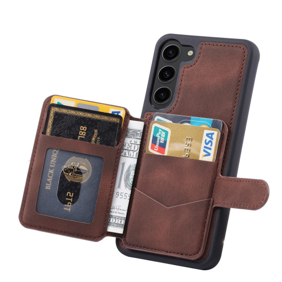 For Samsung Galaxy S24+ 5G Skin Feel Dream RFID Anti-theft PU Card Bag Phone Case(Coffee)