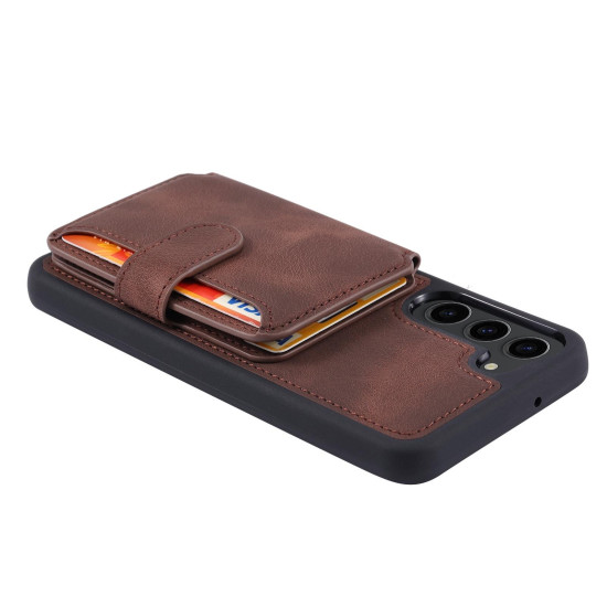 For Samsung Galaxy S24+ 5G Skin Feel Dream RFID Anti-theft PU Card Bag Phone Case(Coffee)