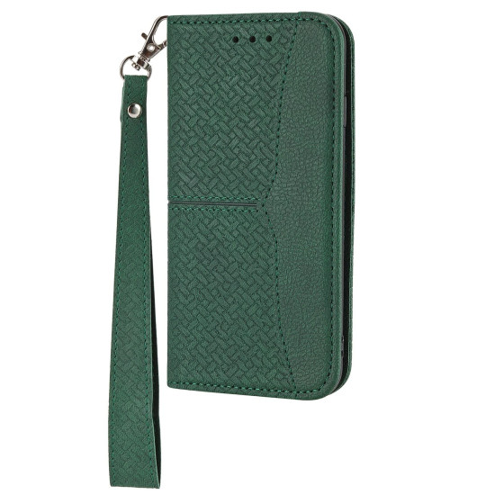 For Samsung Galaxy S23+ 5G Woven Texture Stitching Magnetic Leather Phone Case(Green)