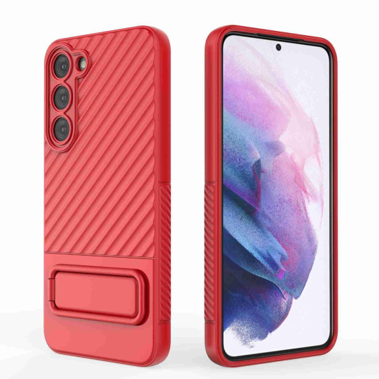 For Samsung Galaxy S23+ 5G Wavy Texture TPU Phone Case with Lens Film(Red)