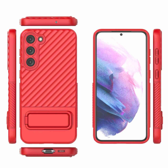 For Samsung Galaxy S23+ 5G Wavy Texture TPU Phone Case with Lens Film(Red)