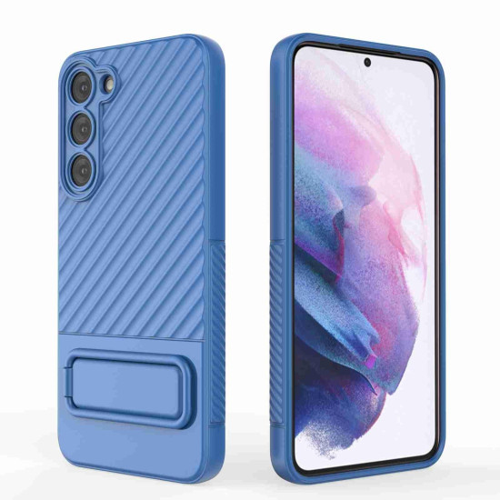 For Samsung Galaxy S23+ 5G Wavy Texture TPU Phone Case with Lens Film(Blue)