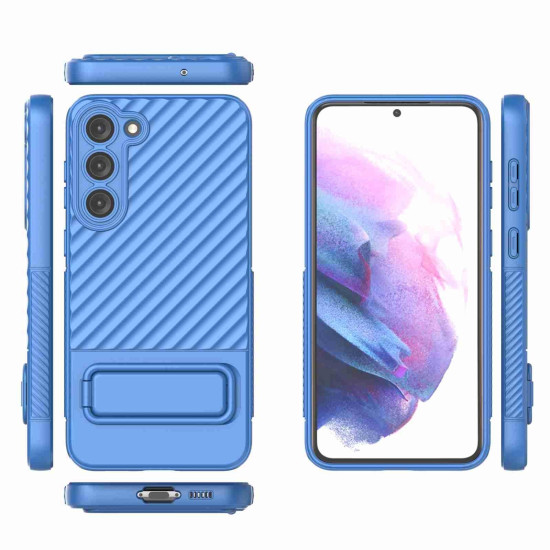 For Samsung Galaxy S23+ 5G Wavy Texture TPU Phone Case with Lens Film(Blue)
