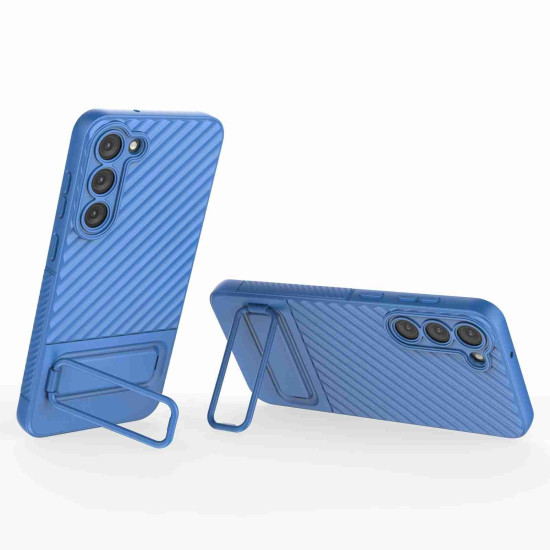 For Samsung Galaxy S23+ 5G Wavy Texture TPU Phone Case with Lens Film(Blue)