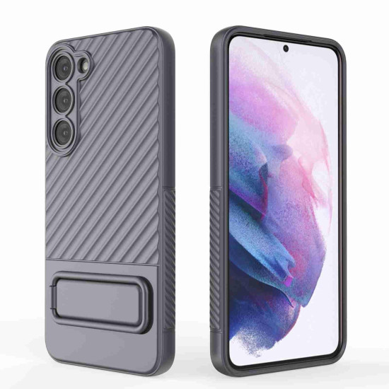 For Samsung Galaxy S23+ 5G Wavy Texture TPU Phone Case with Lens Film(Grey)