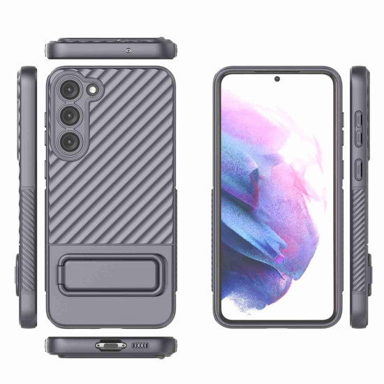 For Samsung Galaxy S23+ 5G Wavy Texture TPU Phone Case with Lens Film(Grey)