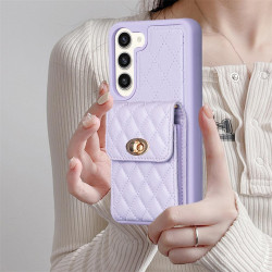 For Samsung Galaxy S23+ 5G Vertical Wallet Rhombic Leather Phone Case(Purple)